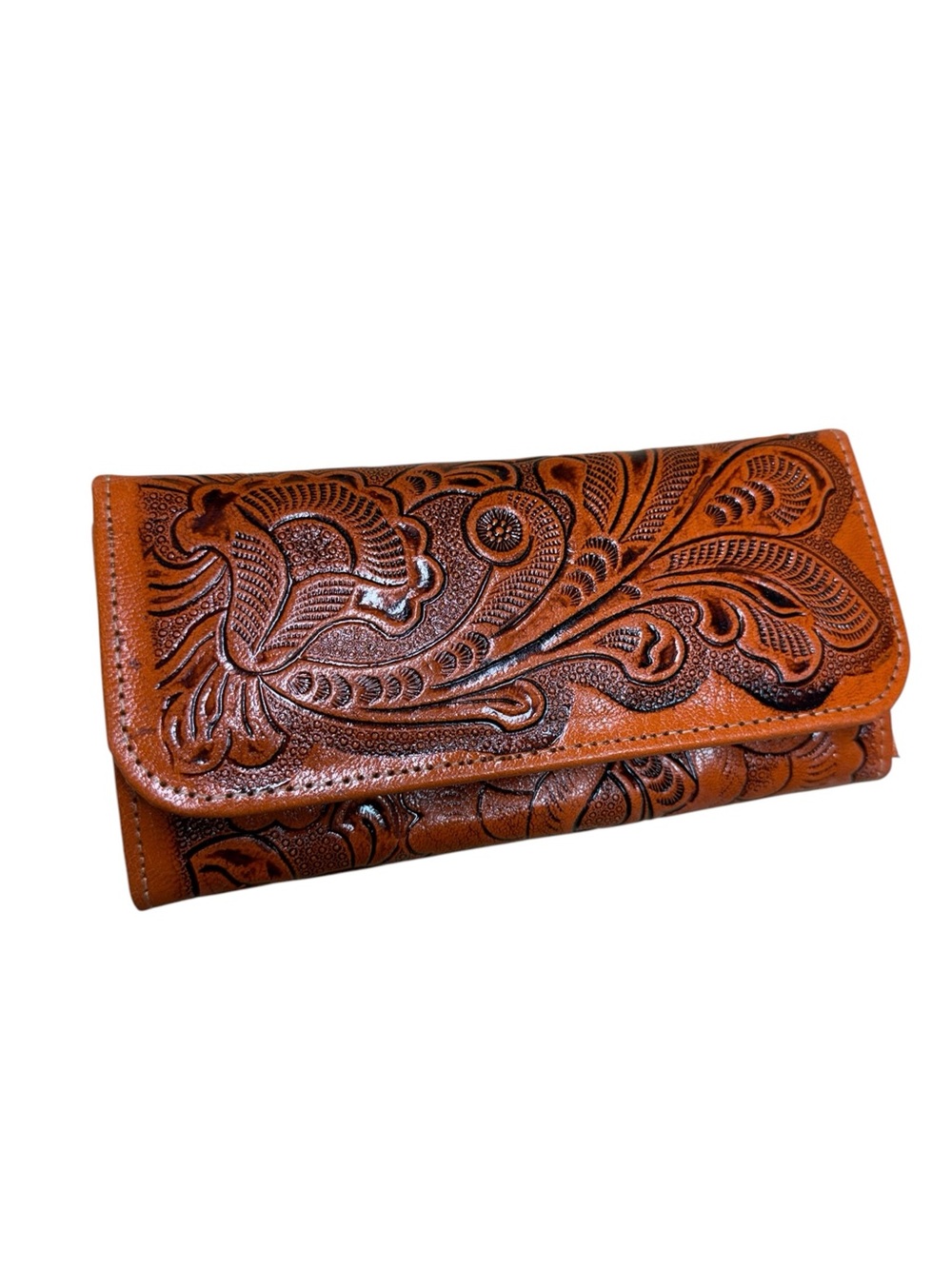 Mexican leather embossed wallet orange
